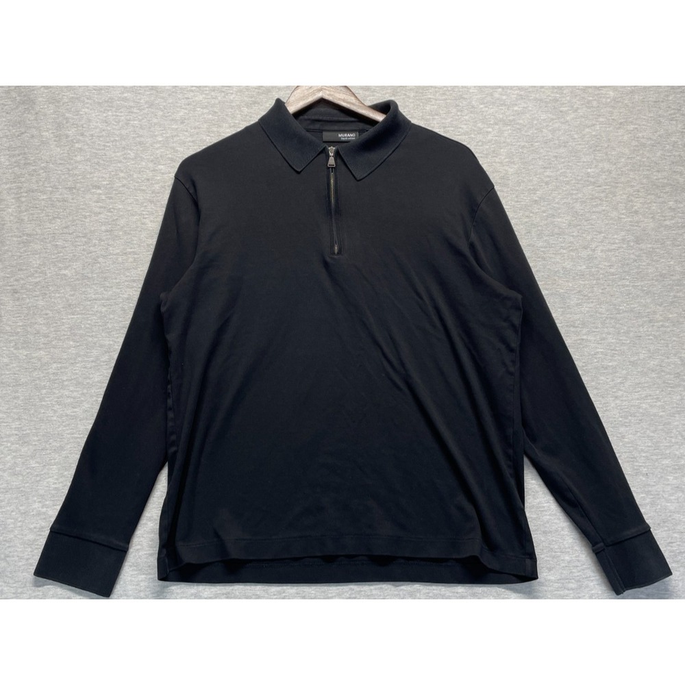 Murano Liquid Luxury Polo Shirt Mens Large Black Cotton Performance Golf Tennis